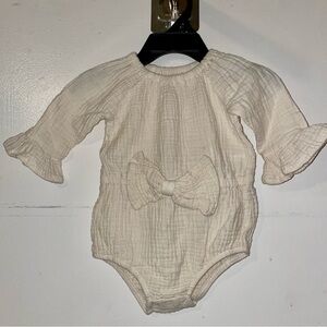 Cream Baby Romper with Bow